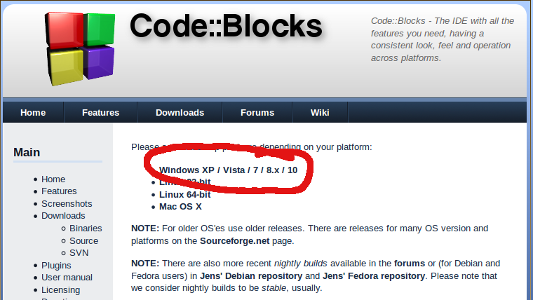 code blocks free download for windows xp