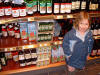 Emma in the Monoprix in Nice with display of box wines. Note the little lunch box ones.