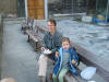 Cappuccinos by the breakwater. Note the chocolate swirl in the milk foam.
