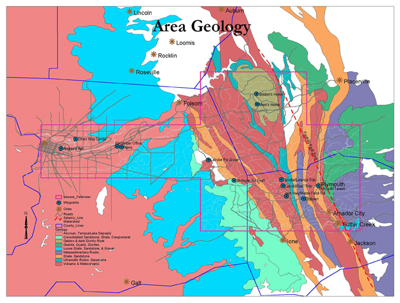 area geology with fault zone