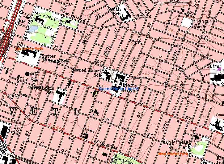Detail city map 2 with church & park sites