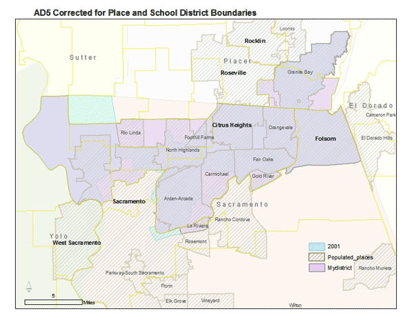 Assembly District 5 Corrected for School Districts and Populated Places map