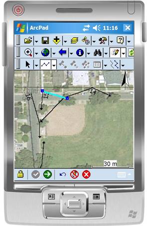 Tree Notes map screen in ArcPad.