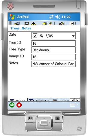 Tree Notes Form in ArcPad