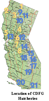 CDFG Hatchery Locationss