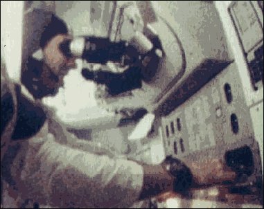 Astronaut using fixed sextant