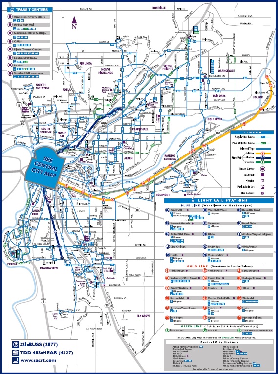 the Sacramento Regional Transit map