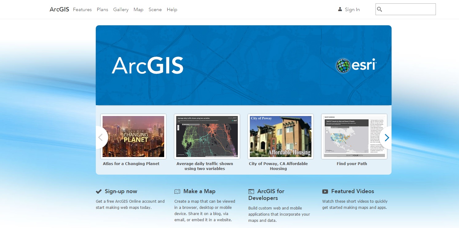 ArcGIS Online Webpage