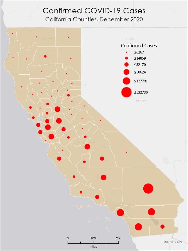 COVID cases per county