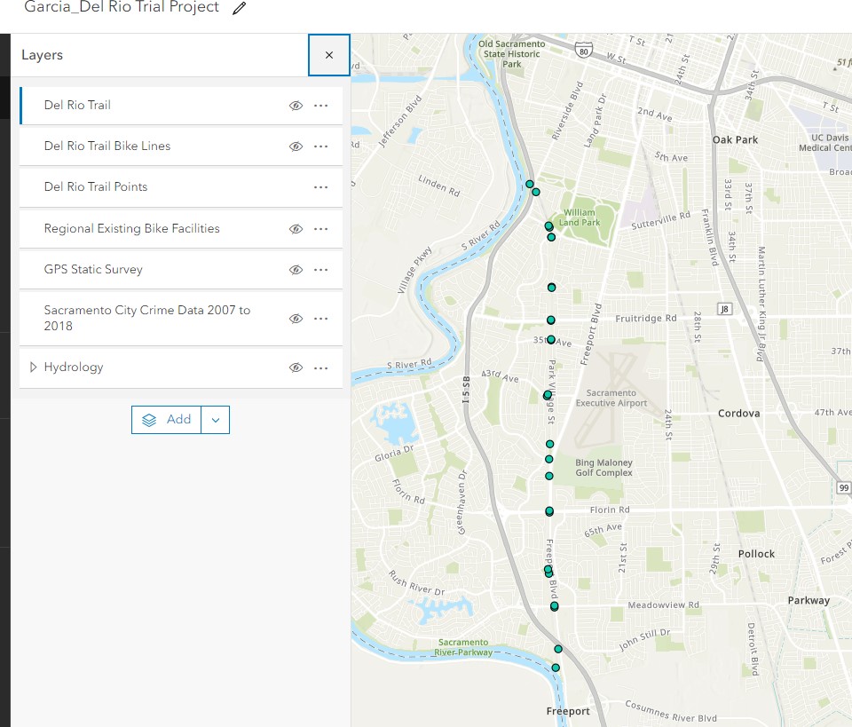 this is a map showing my entry points to the Del Rio Trail